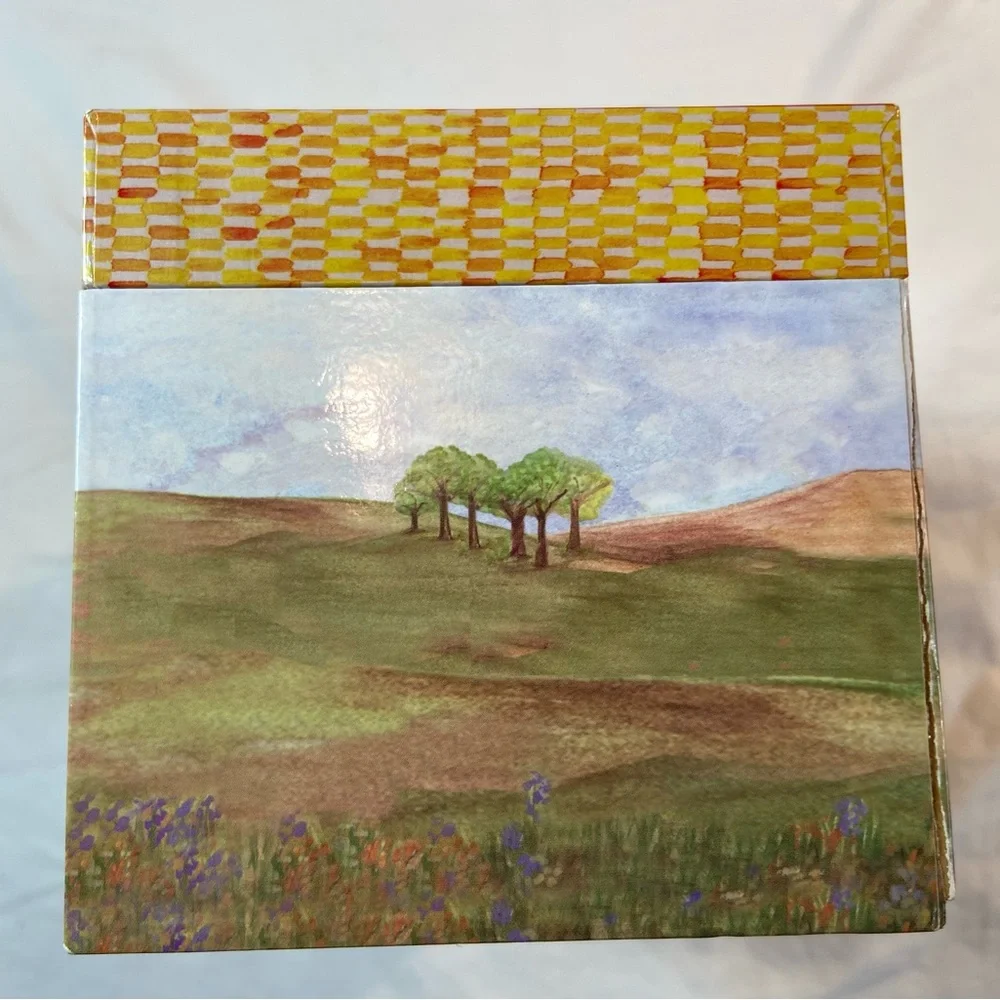 Wooden Painted Keepsake Box Horse Theme Mare and Foal Includes Mirror‎